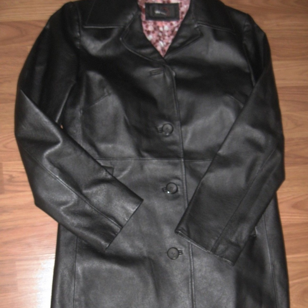Studio Y Black Leather Jacket Coat Blazer M